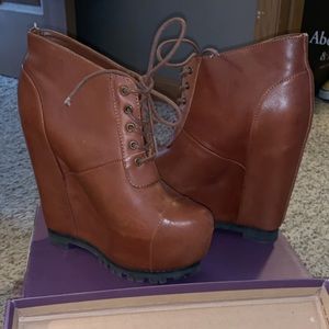 Wild Pair Shoes - Authentic Leather Platform Booties Wild Pair Shoes - Authentic Leather Platform Booties